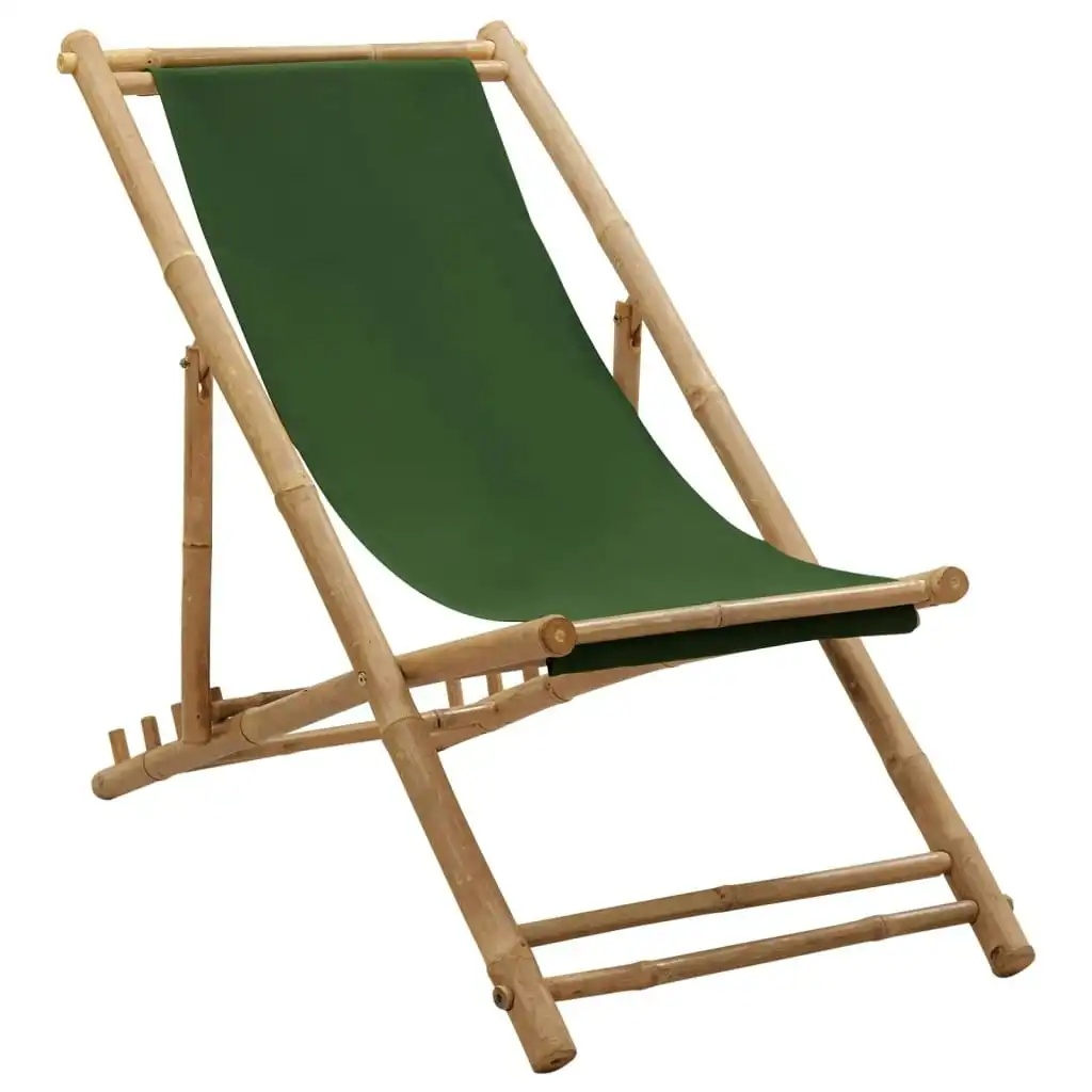 Deck Chair Bamboo and Canvas Green 313021