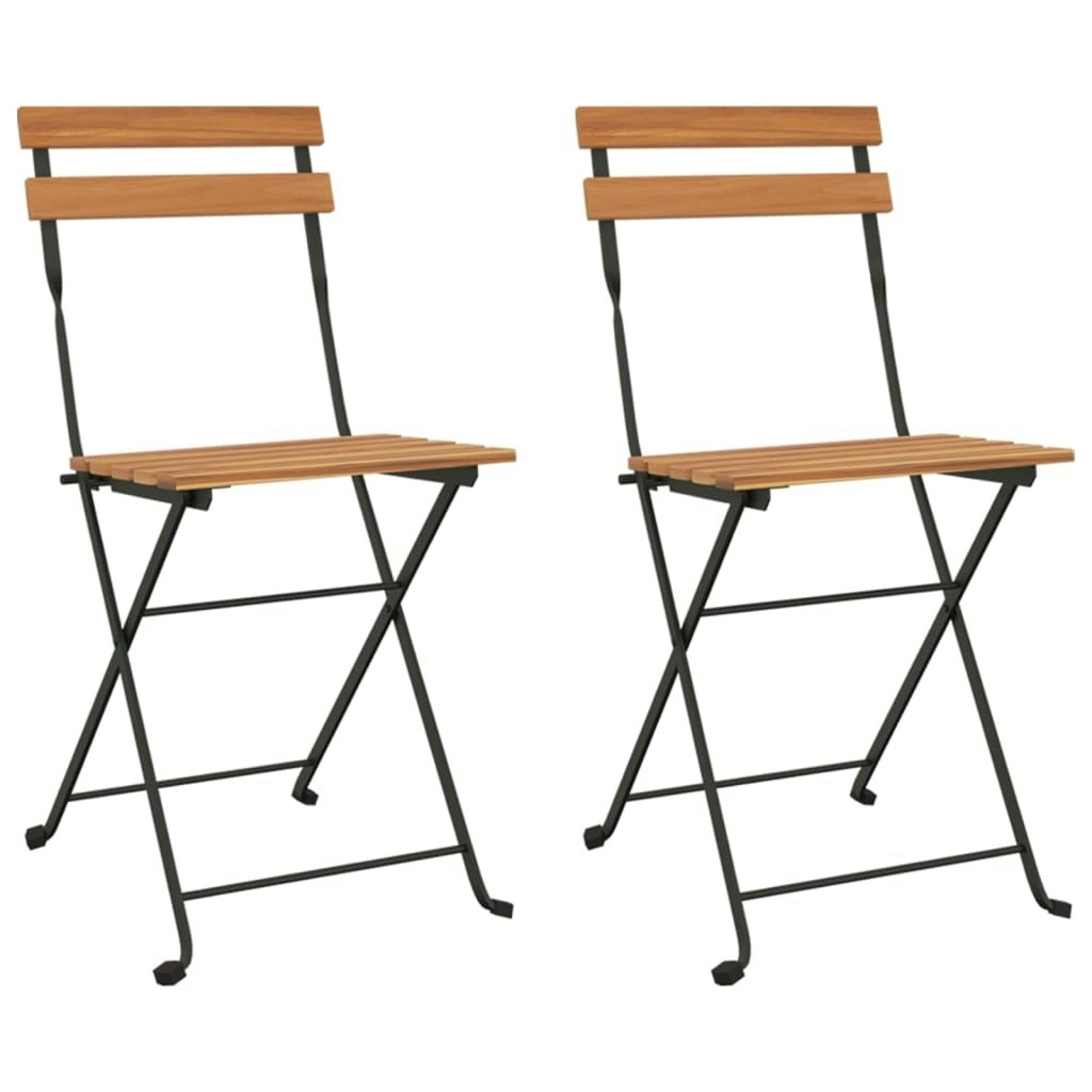 Folding Bistro Chairs 2 pcs Solid Wood Teak and Steel 319979