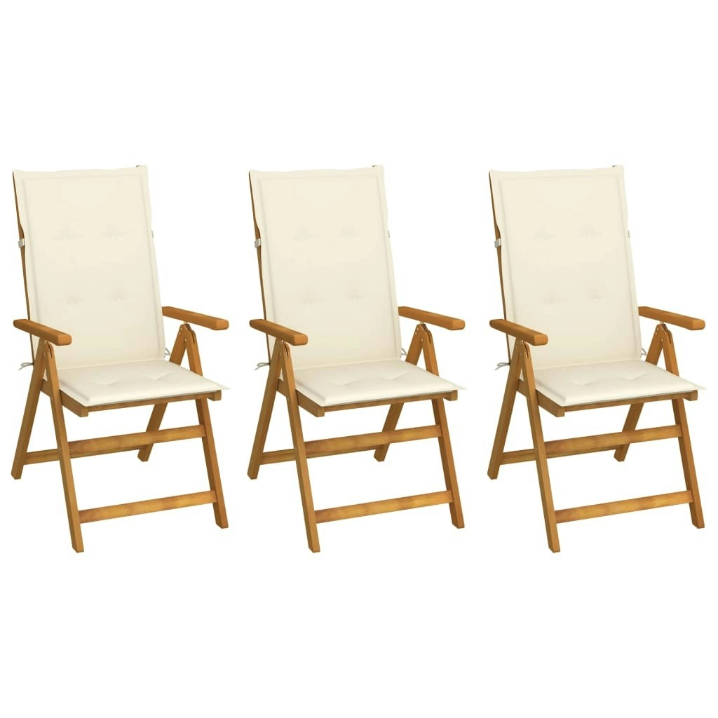 Folding Garden Chairs 3 pcs with Cushions Solid Acacia Wood 3064091