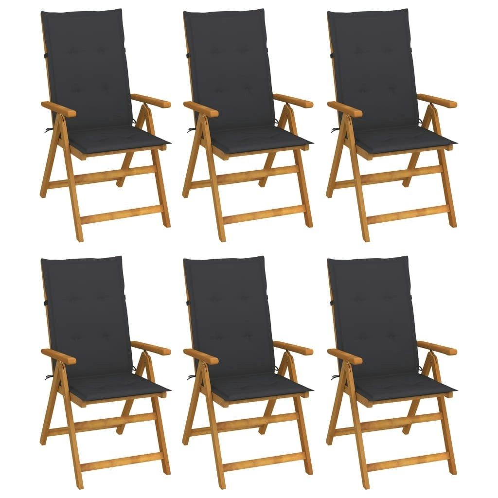 Folding Garden Chairs 6 pcs with Cushions Solid Acacia Wood 3064119