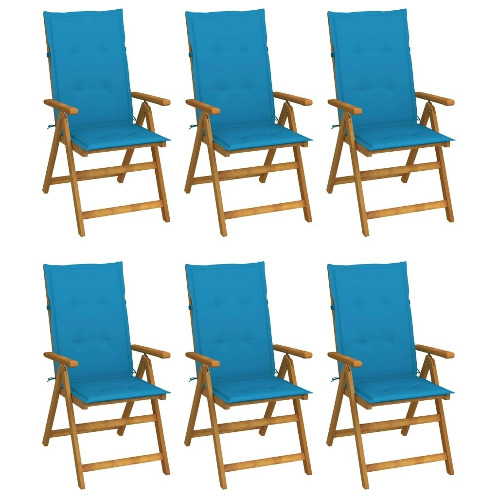 Folding Garden Chairs 6 pcs with Cushions Solid Acacia Wood 3064123