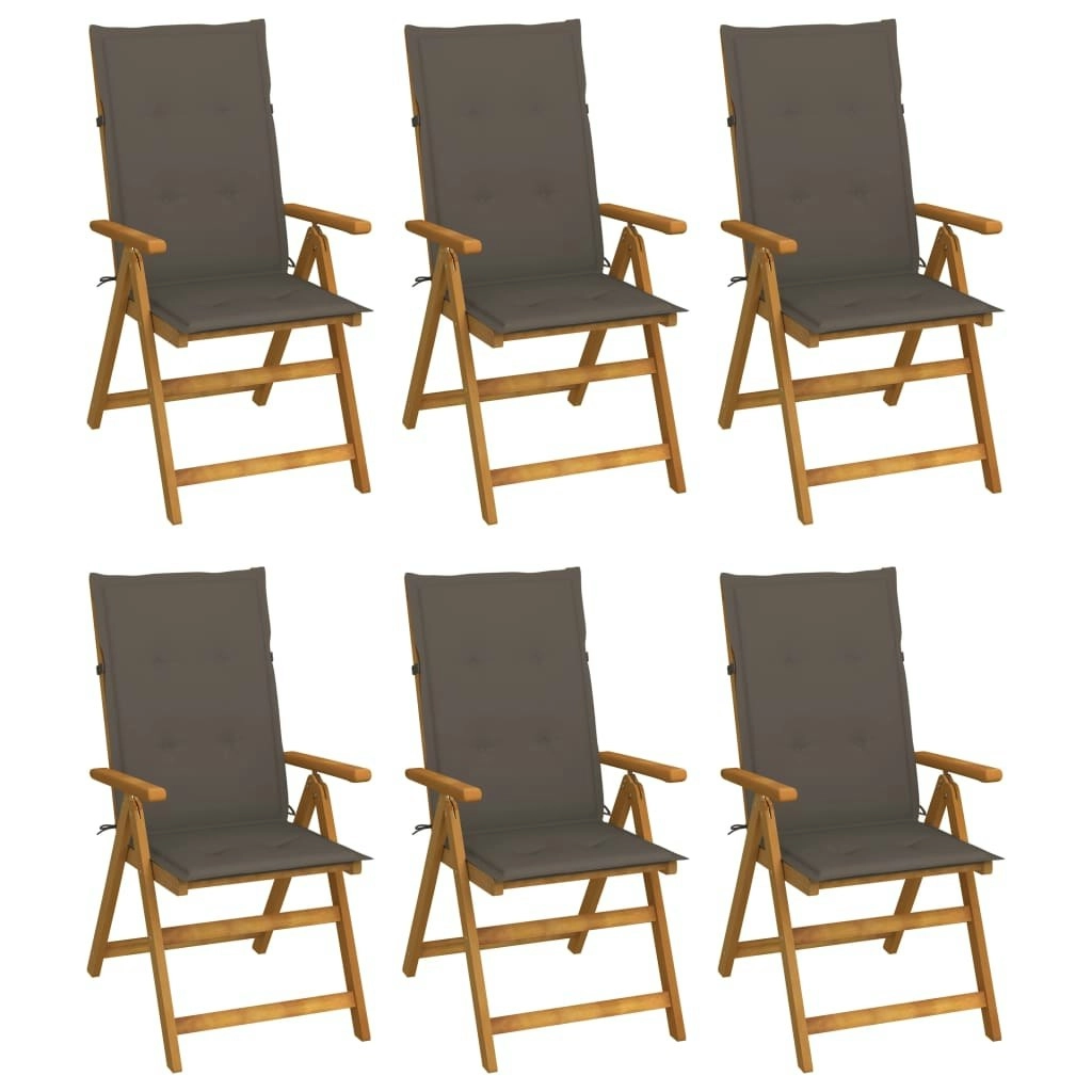 Folding Garden Chairs 6 pcs with Cushions Solid Acacia Wood 3064127