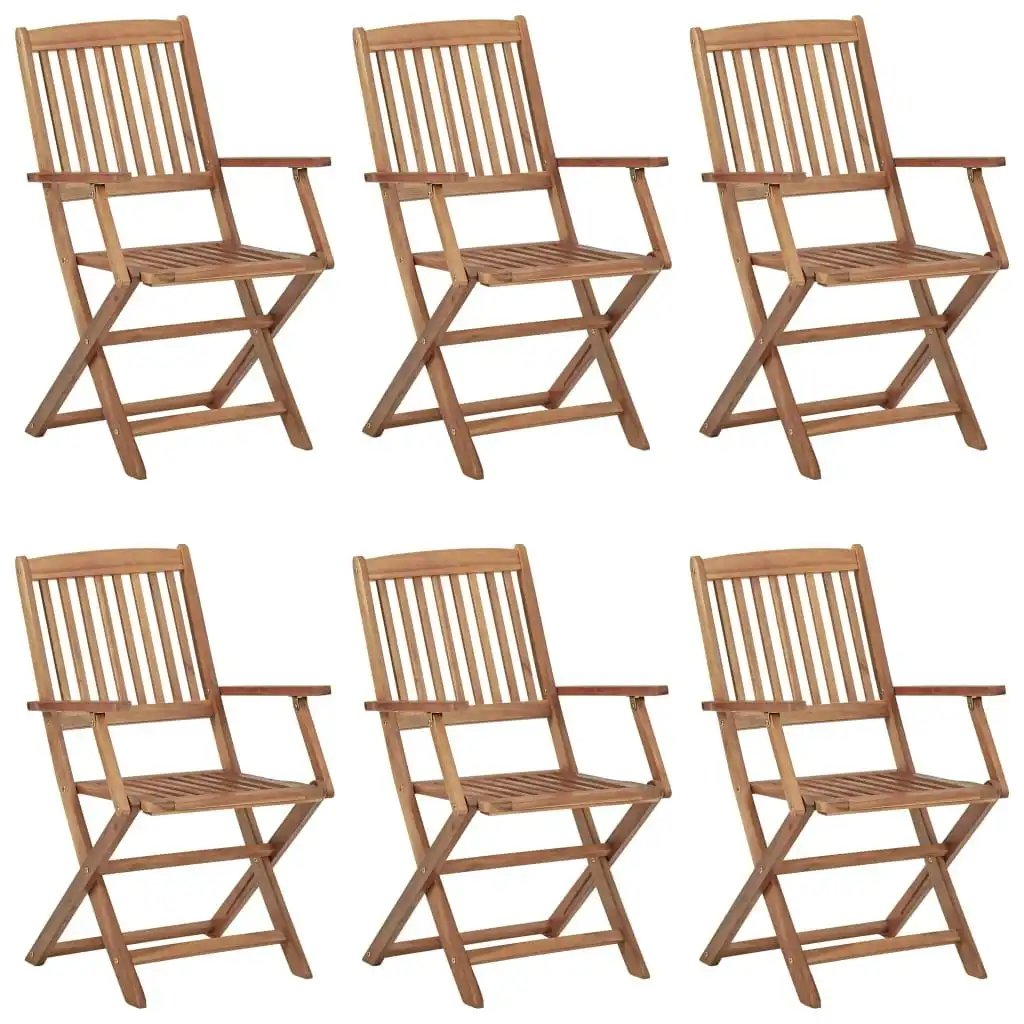 Folding Outdoor Chairs 6 pcs Solid Acacia Wood 3074936