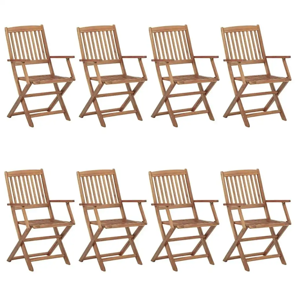 Folding Outdoor Chairs 8 pcs Solid Acacia Wood 3074937