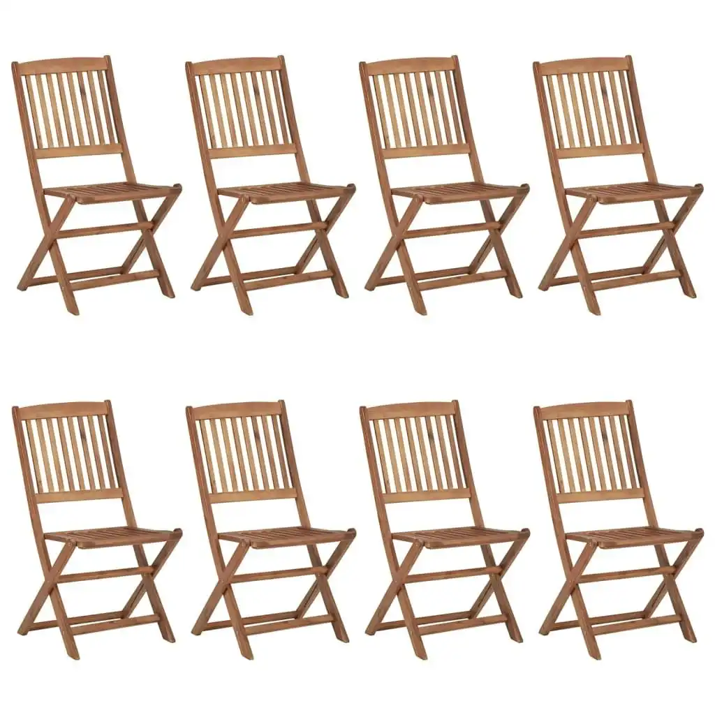 Folding Outdoor Chairs 8 pcs Solid Acacia Wood 3074939