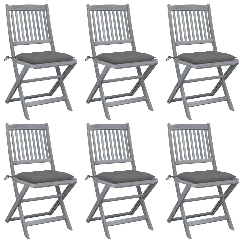 Folding Outdoor Chairs 6 pcs with Cushions Solid Acacia Wood 3065450