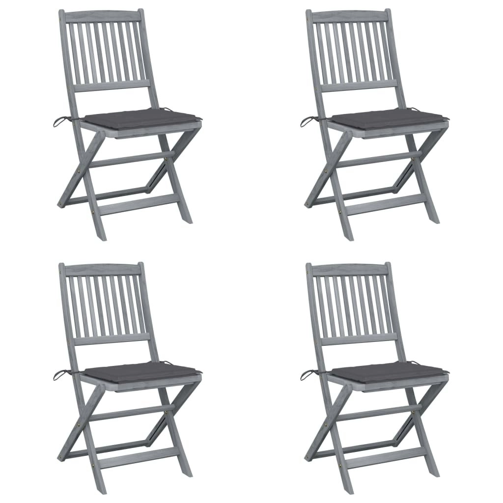 Folding Outdoor Chairs 4 pcs with Cushions Solid Acacia Wood 3064563