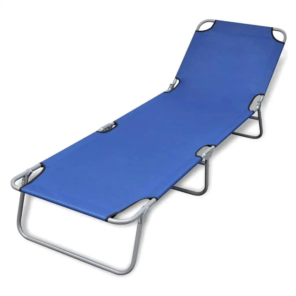 Folding Sun Lounger Powder-coated Steel Blue 41477