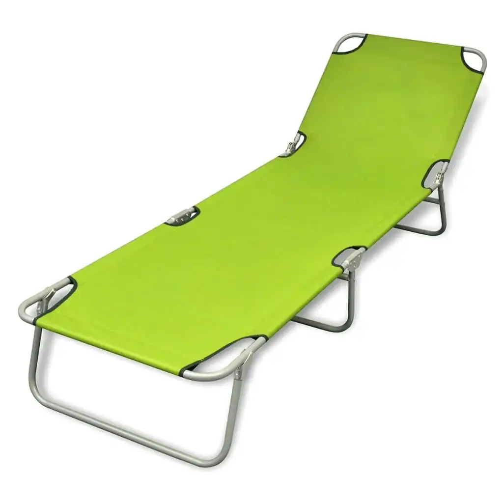 Folding Sun Lounger Powder-coated Steel Apple Green 41480