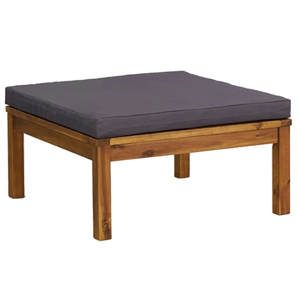 Footrest with Dark Grey Cushion Solid Acacia Wood 316290