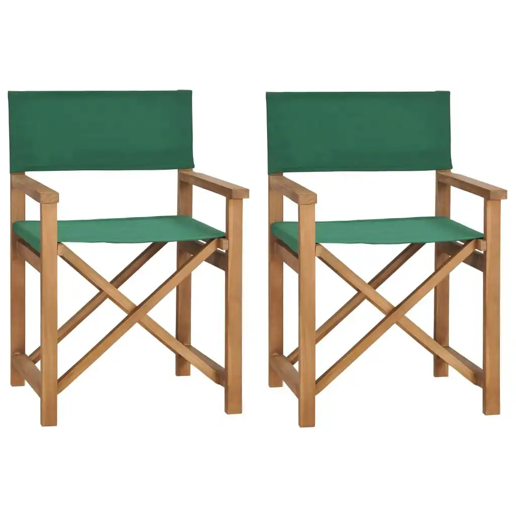 Director's Chairs 2 pcs Solid Wood Teak Green 3143631