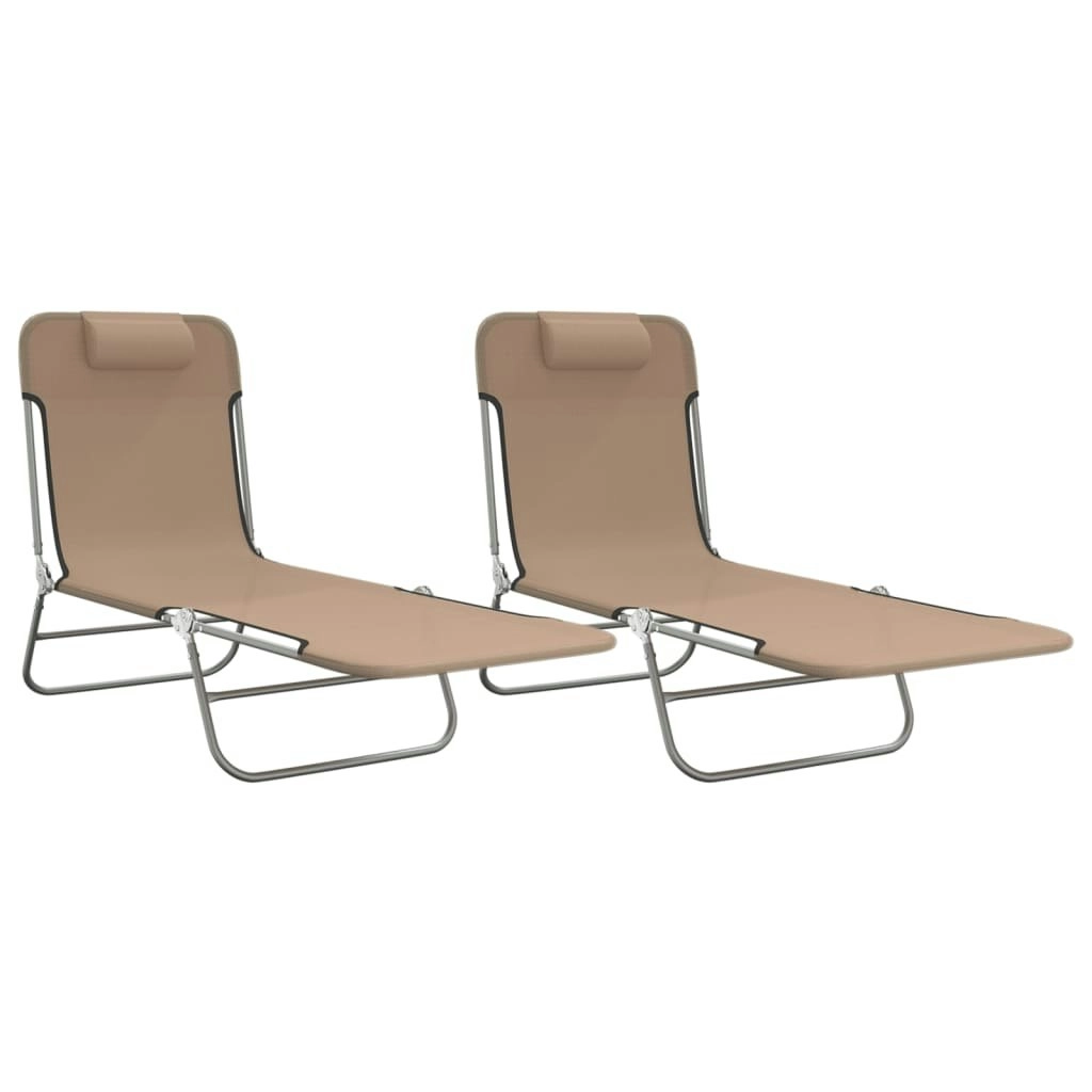 Folding Sun Loungers 2 pcs Taupe Textilene and Steel 360186