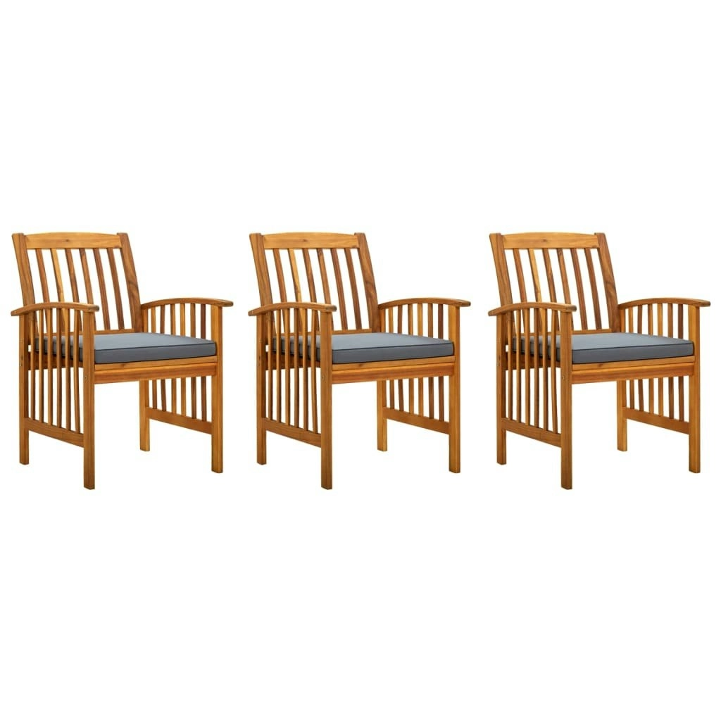 Garden Dining Chairs 3 pcs with Cushions Solid Acacia Wood 312131