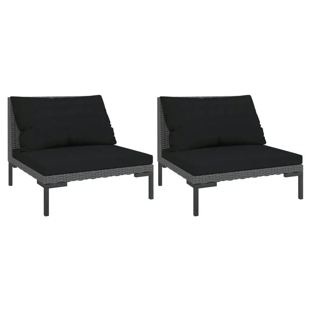 Garden Sofas 2pcs with Cushions Half Round Poly Rattan 318602