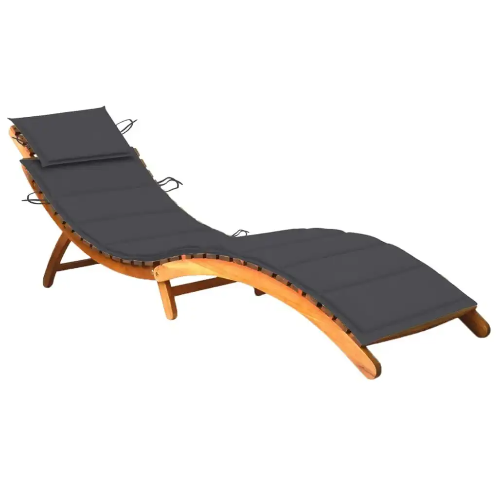 Garden Sun Lounger with Cushion Solid Wood Acacia 3061572