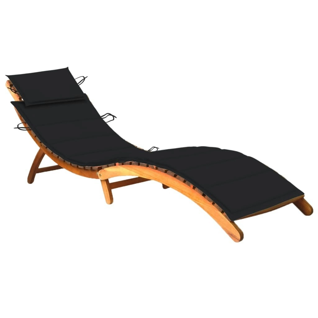 Garden Sun Lounger with Cushion Solid Wood Acacia 3061579