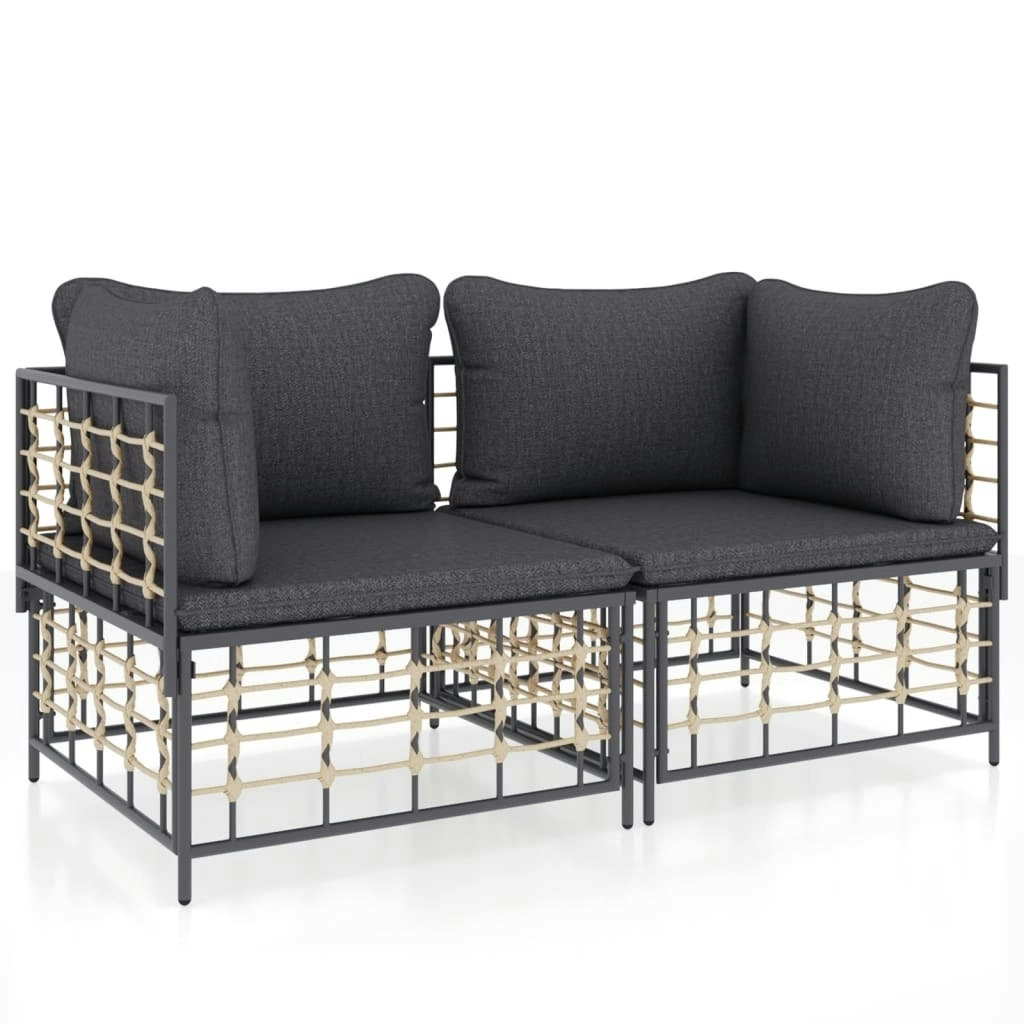 Sectional Corner Sofas with Cushions 2 pcs Poly Rattan 3186691