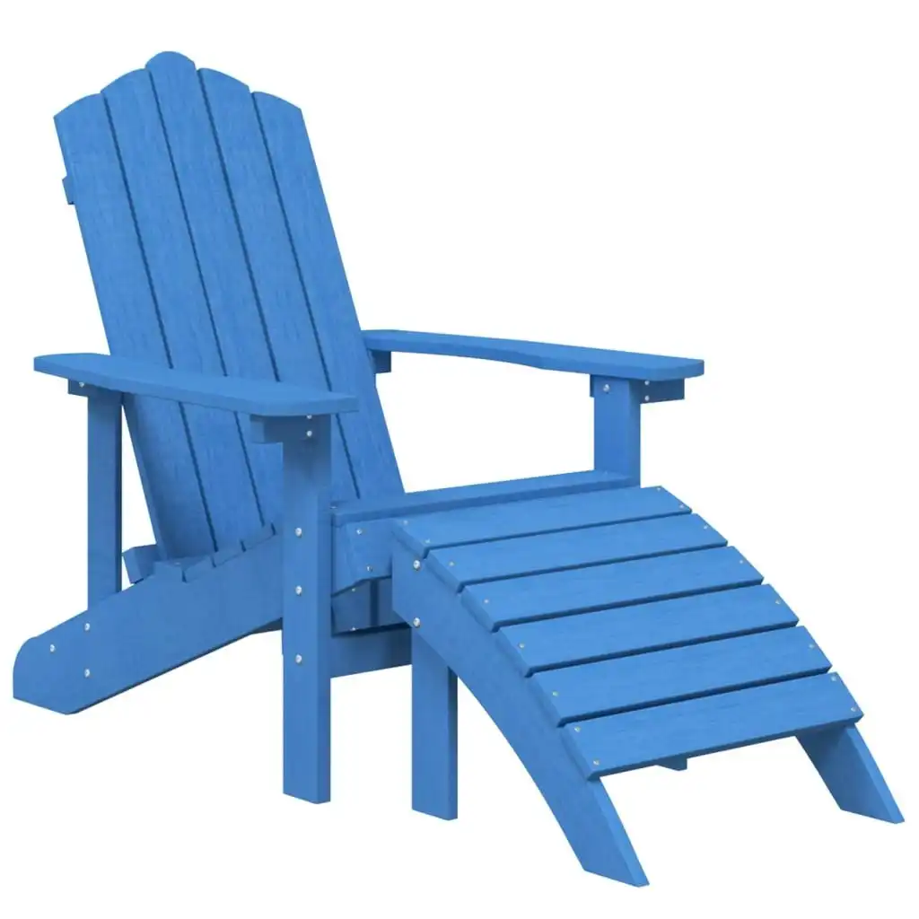 Garden Adirondack Chair with Footstool HDPE Aqua Blue 318648