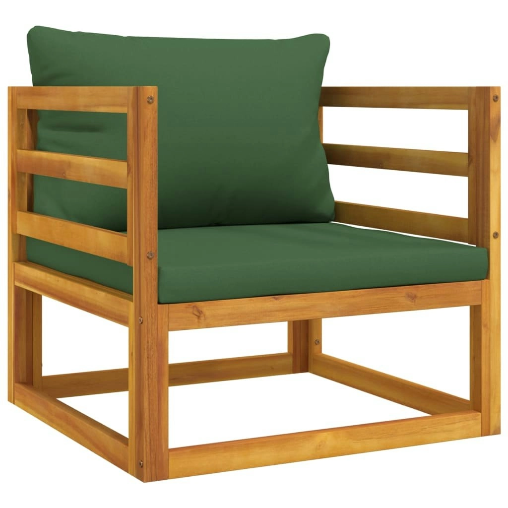 Garden Chair with Green Cushions Solid Wood Acacia 360023