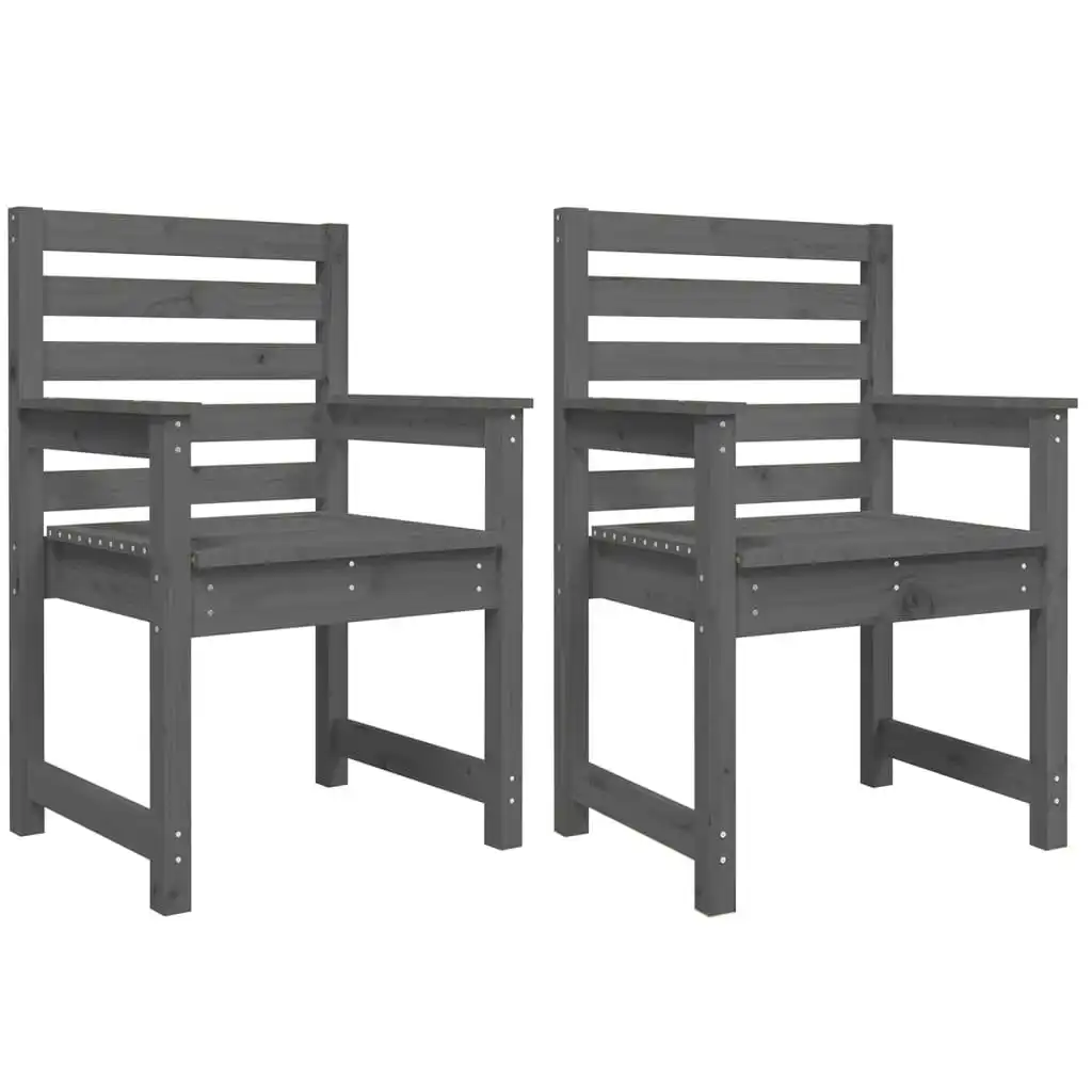 Garden Chairs 2 pcs Grey 60x48x91 cm Solid Wood Pine 824055