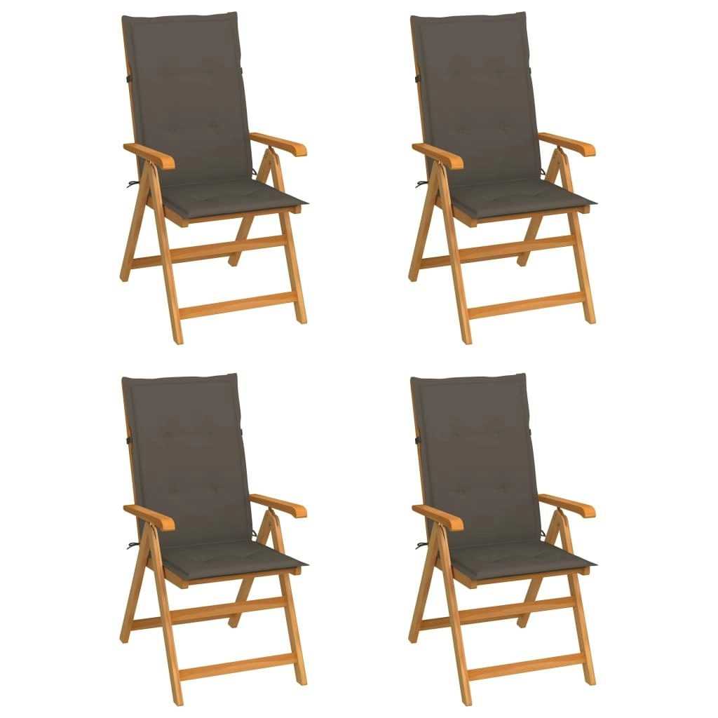 Garden Chairs 4 pcs with Taupe Cushions Solid Teak Wood 3065538