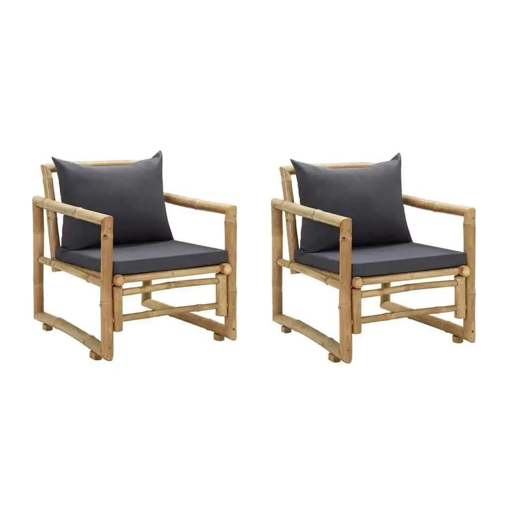 Garden Chairs with Cushions 2 pcs Bamboo 315599