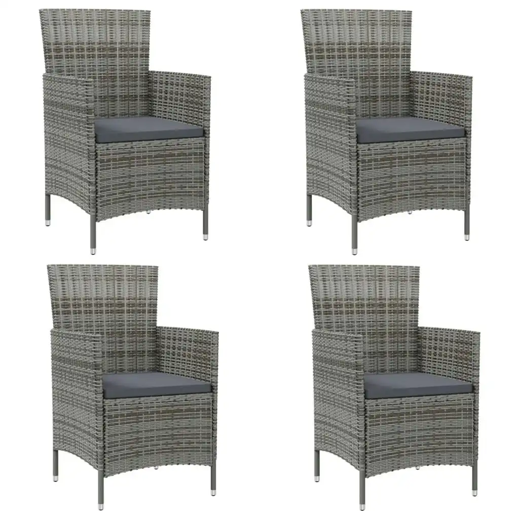 Garden Chairs with Cushions 4 pcs Poly Rattan Grey 316690