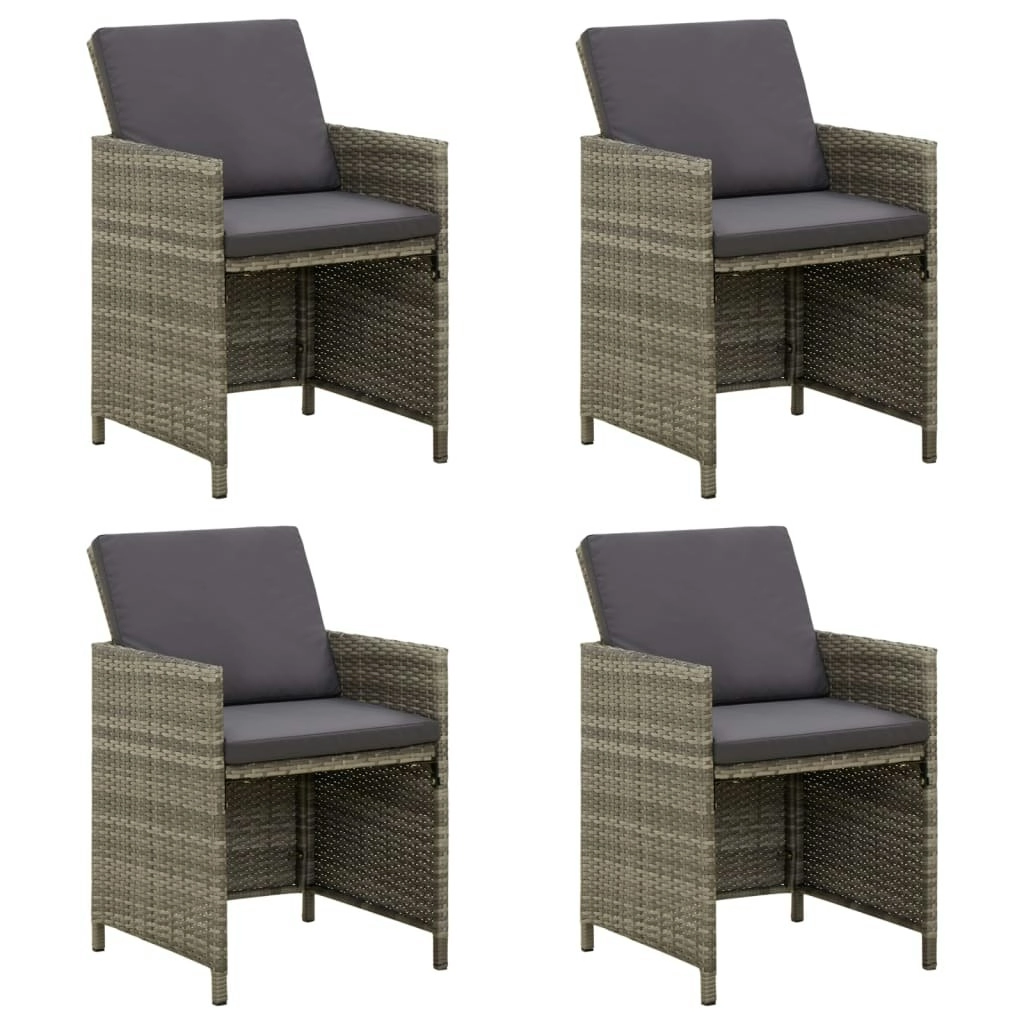 Garden Chairs with Cushions 4 pcs Poly Rattan Grey 316747