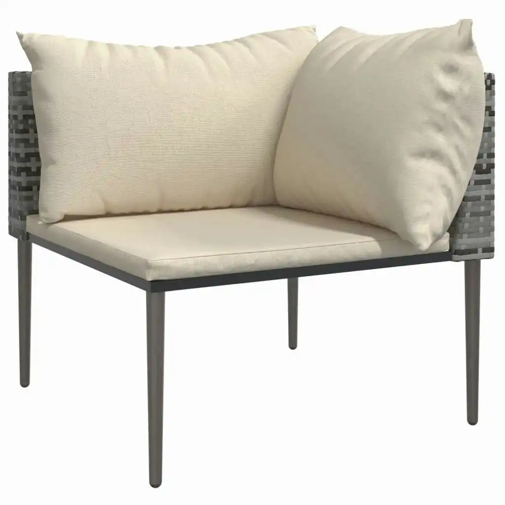 Garden Corner Sofa with Cushions Grey Poly Rattan 364123