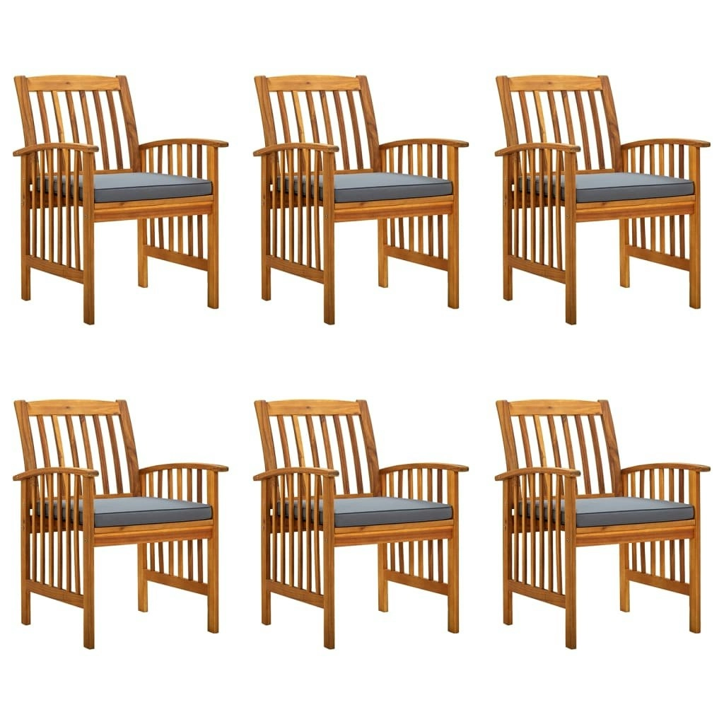 Garden Dining Chairs 6 pcs with Cushions Solid Wood Acacia 3120448