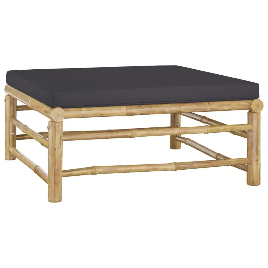 Garden Footrest with Dark Grey Cushion Bamboo 313155