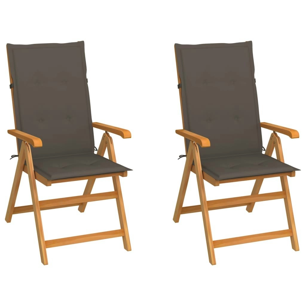 Garden Chairs 2 pcs with Taupe Cushions Solid Teak Wood 3062384