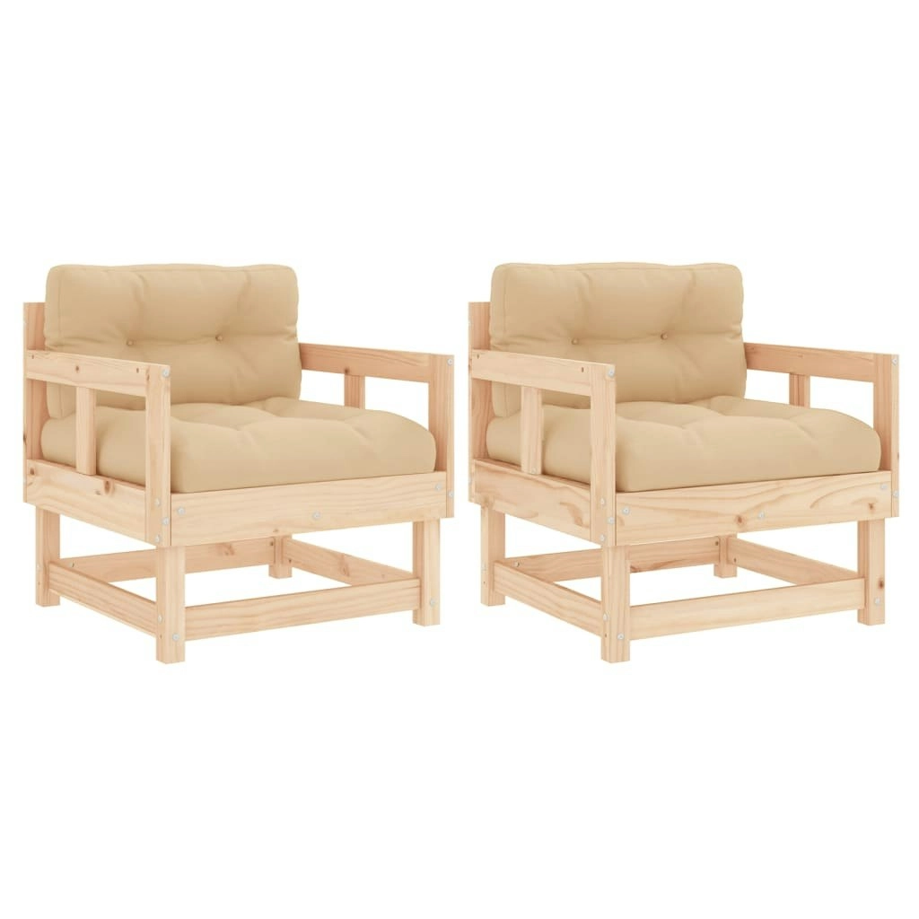 Garden Chairs with Cushions 2 pcs Solid Wood Pine 825443