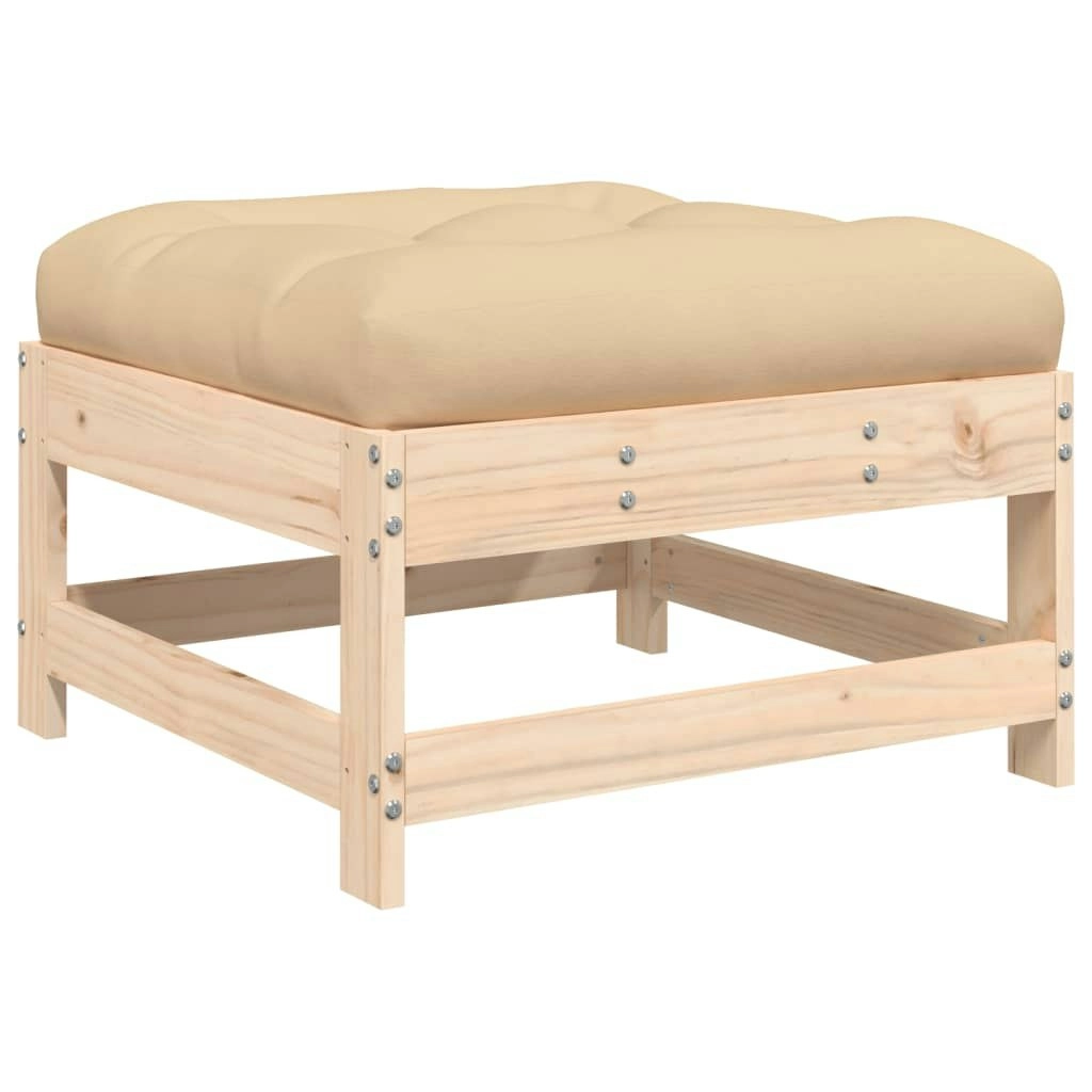 Garden Footstool with Cushion Solid Wood Pine 825555