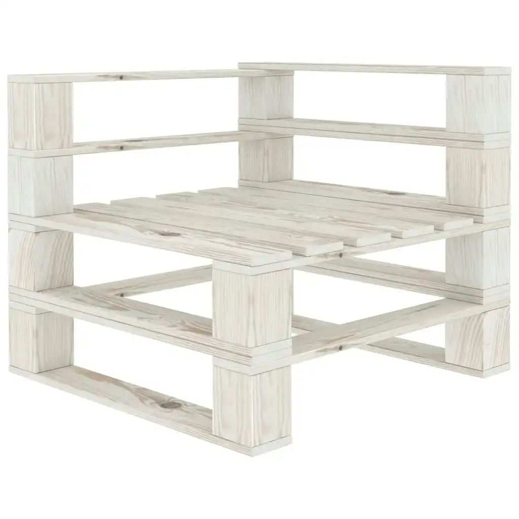 Garden Pallet Corner Sofa Wood White 313570