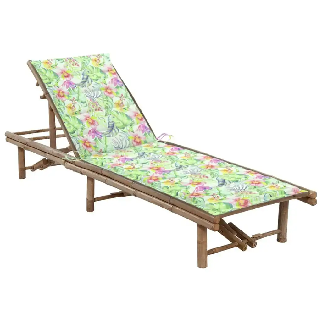 Garden Sun Lounger with Cushion Bamboo 3061644