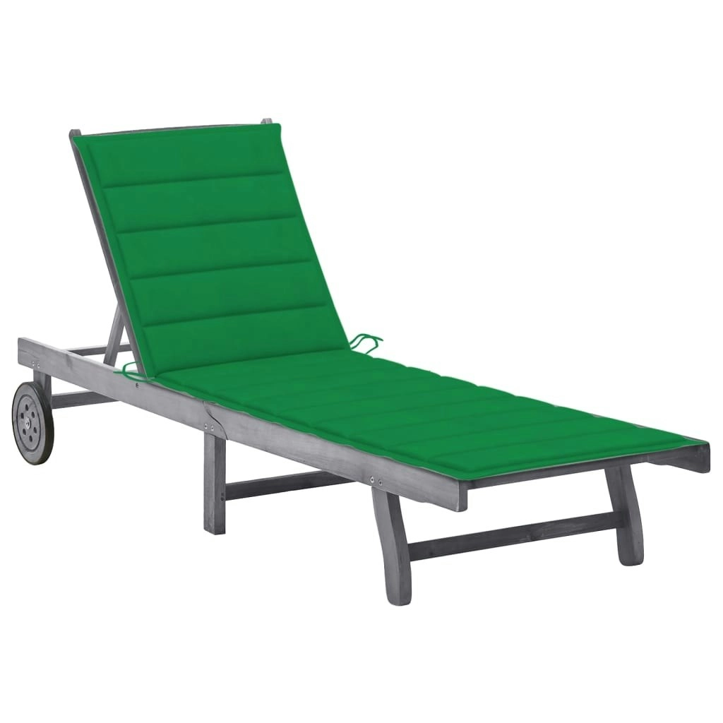 Garden Sun Lounger with Cushion Grey Solid Acacia Wood 3061364