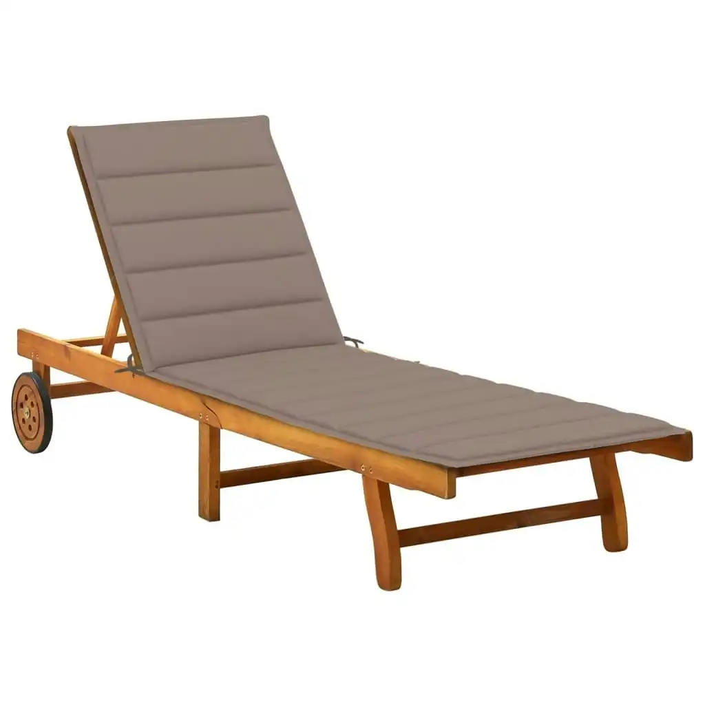 Garden Sun Lounger with Cushion Solid Acacia Wood 3061352