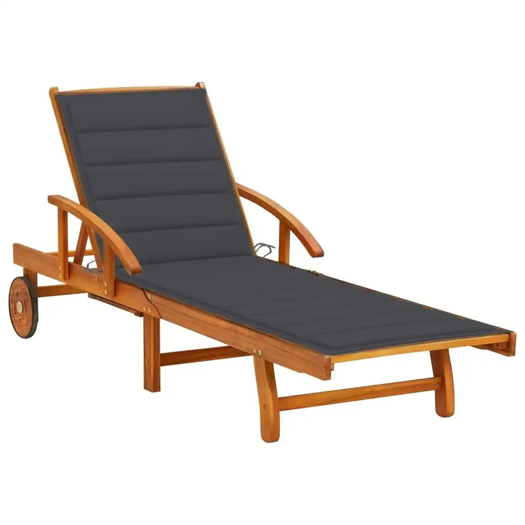 Garden Sun Lounger with Cushion Solid Wood Acacia 3061602