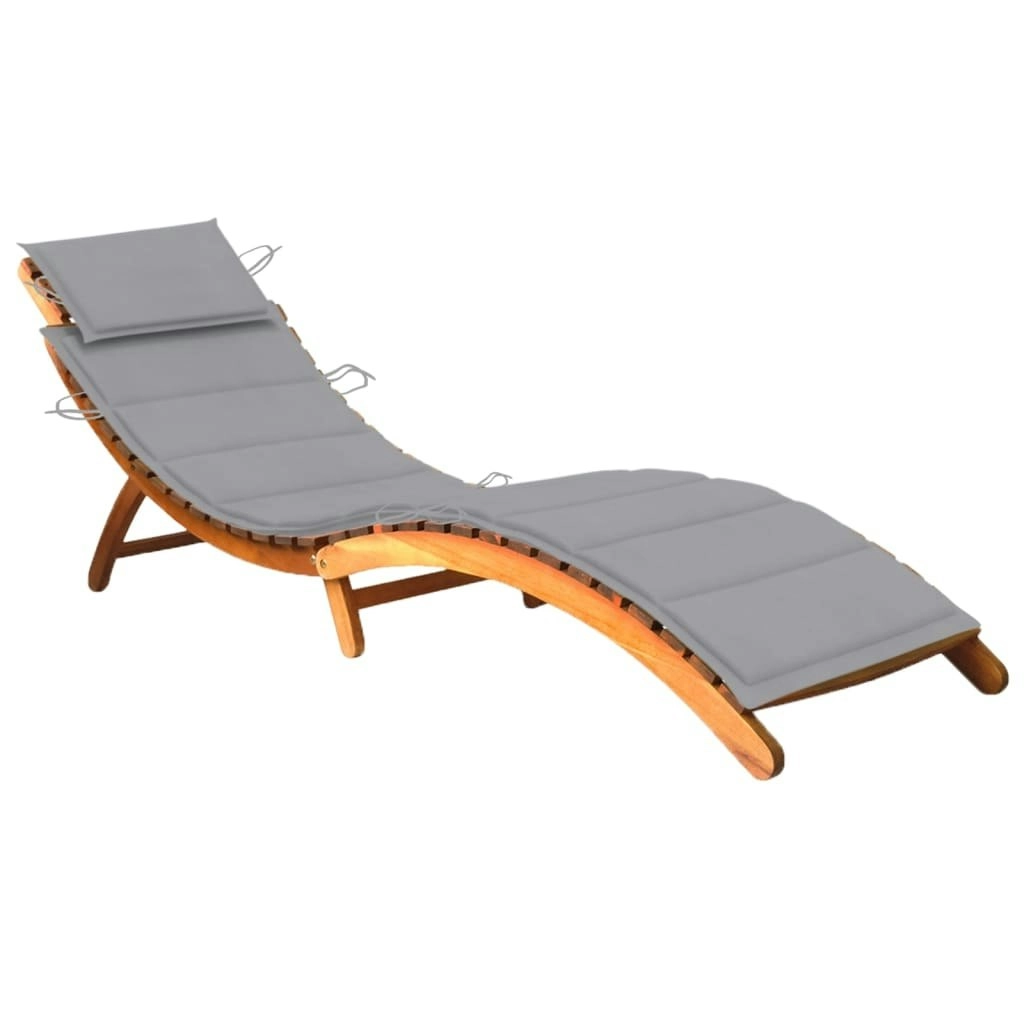 Garden Sun Lounger with Cushion Solid Wood Acacia 3061573