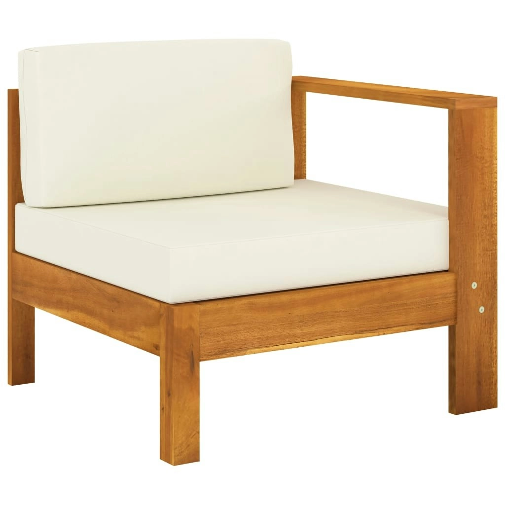 Middle Sofa with 1 Armrest Cream White Solid Acacia Wood 310642