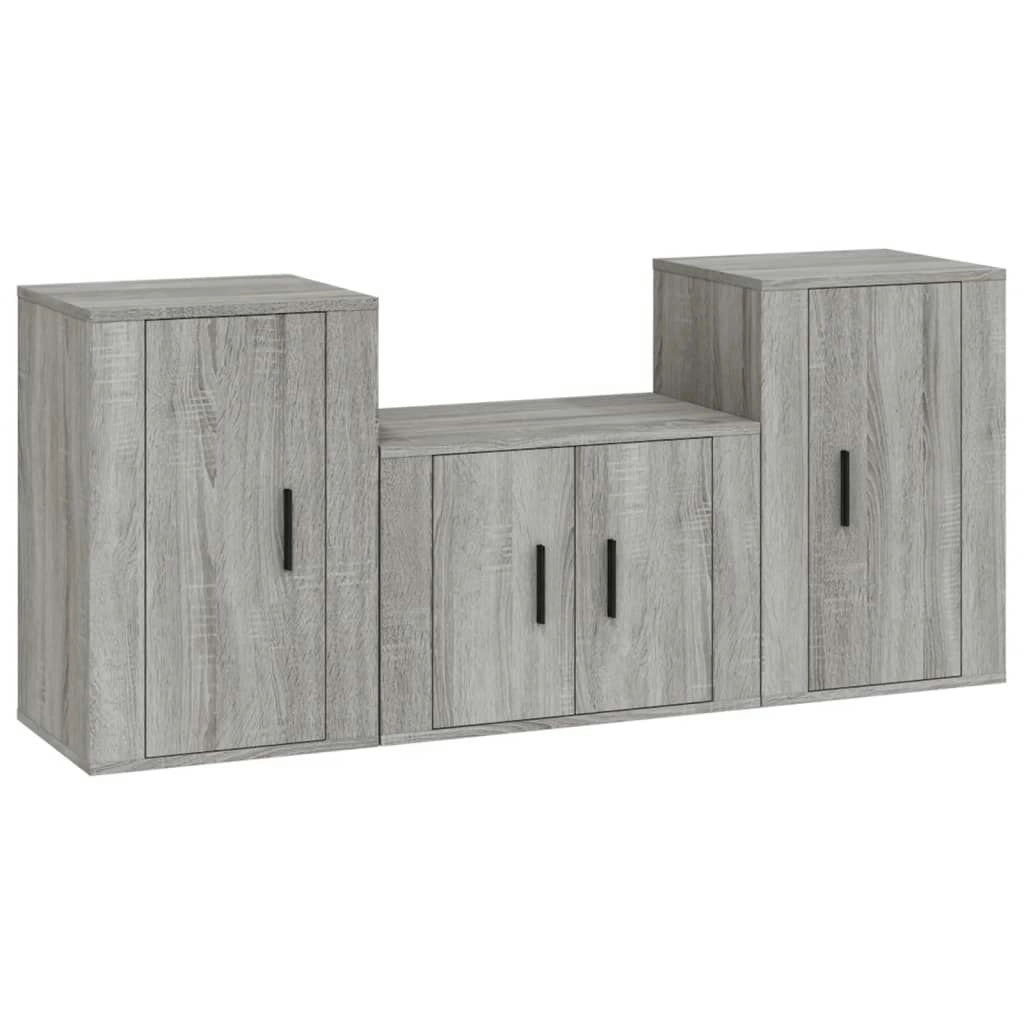 3 Piece TV Cabinet Set Grey Sonoma Engineered Wood 3188500