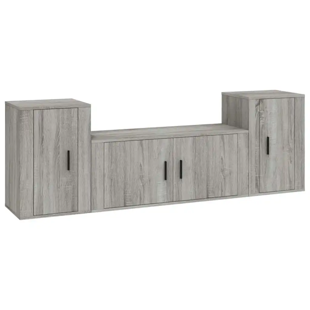 3 Piece TV Cabinet Set Grey Sonoma Engineered Wood 3188516