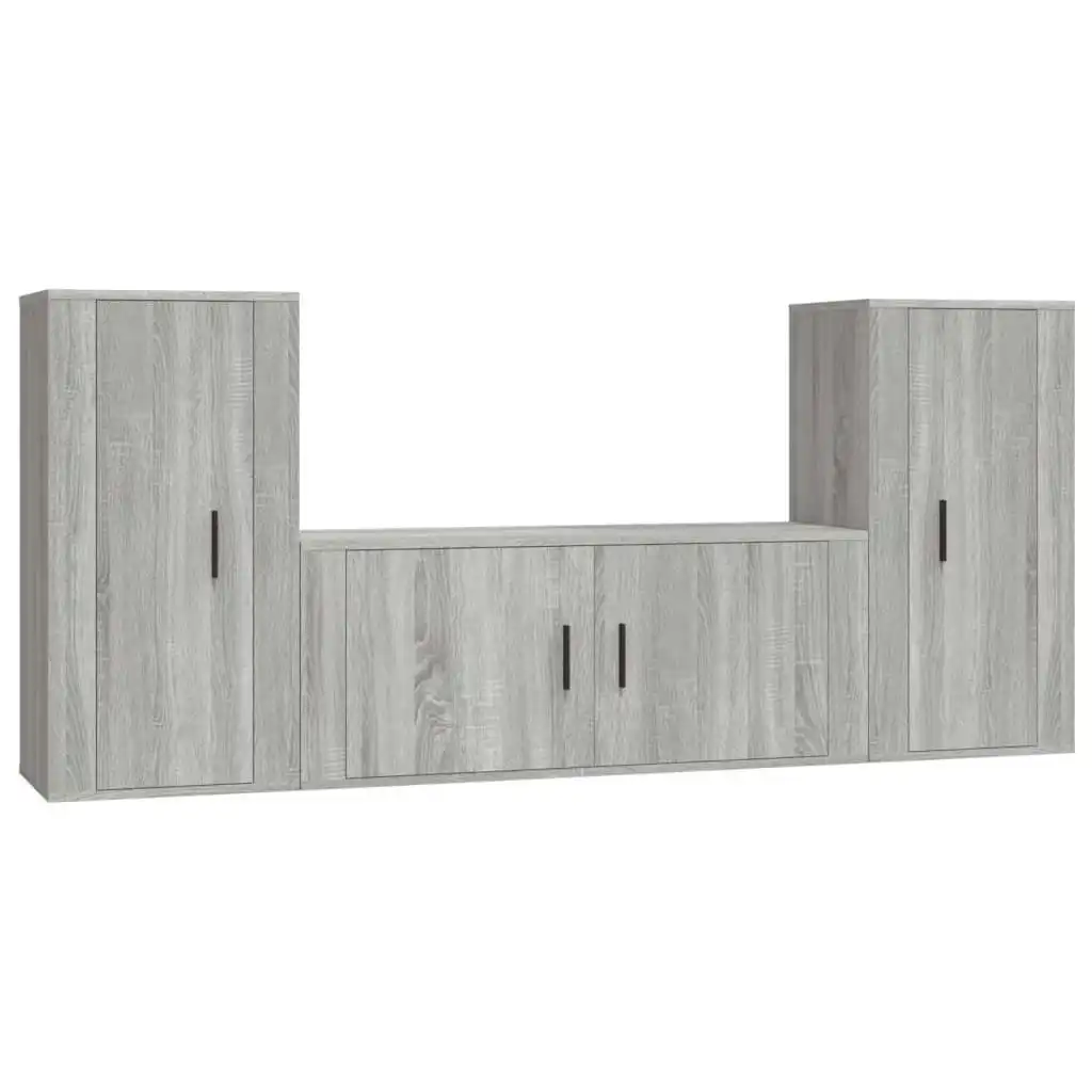 3 Piece TV Cabinet Set Grey Sonoma Engineered Wood 3188540