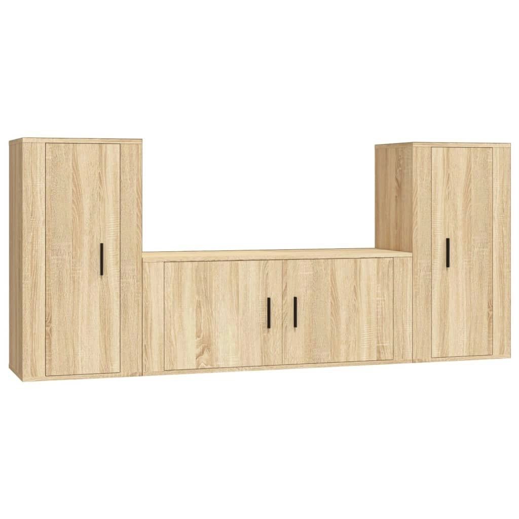 3 Piece TV Cabinet Set Sonoma Oak Engineered Wood 3188537