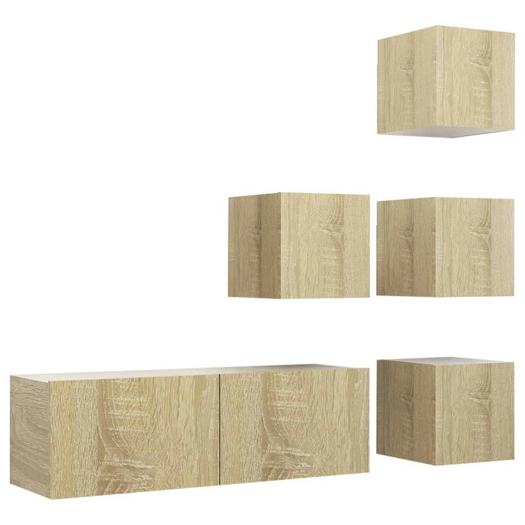 5 Piece TV Cabinet Set Sonoma Oak Engineered Wood 3079037