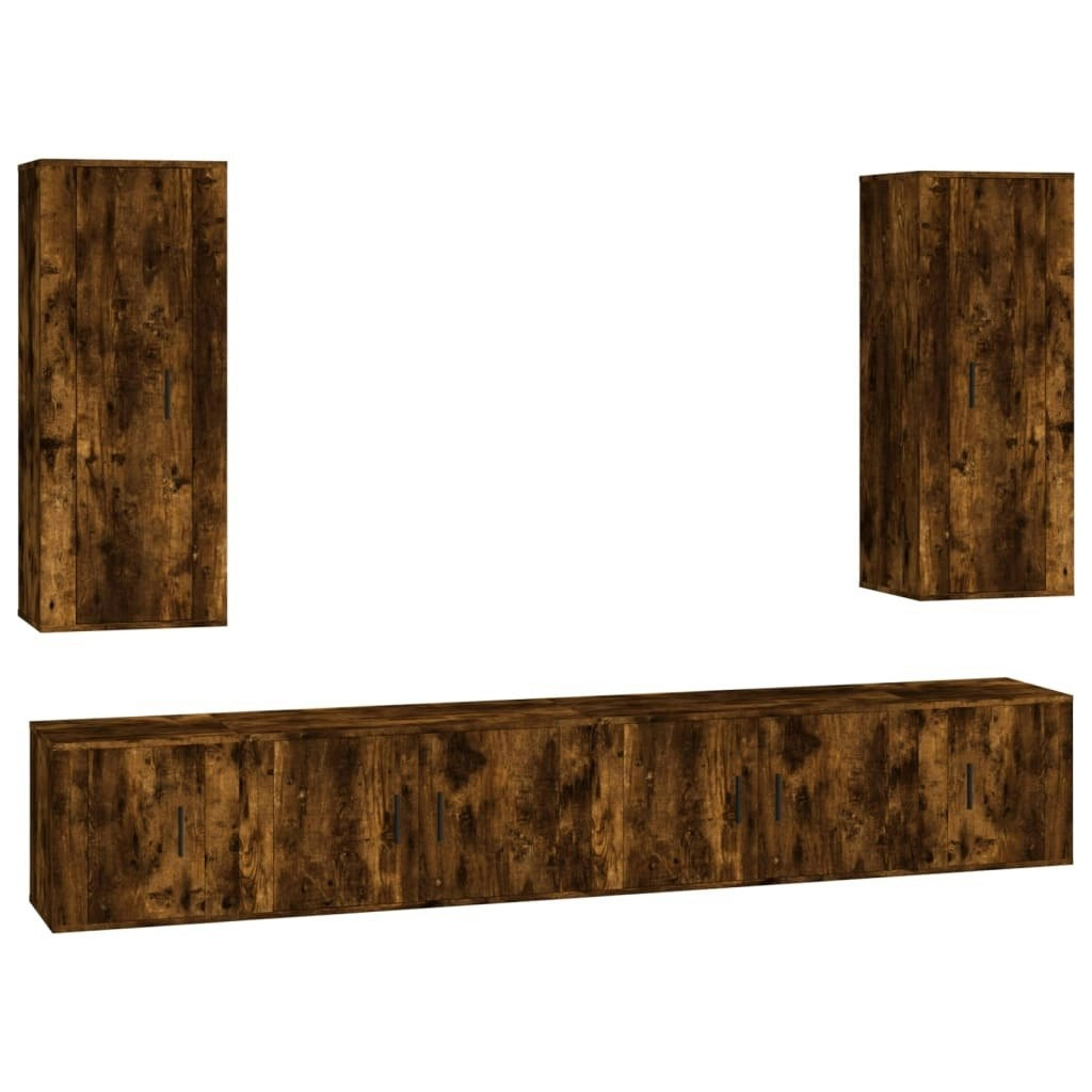 6 Piece TV Cabinet Set Smoked Oak Engineered Wood 3188843