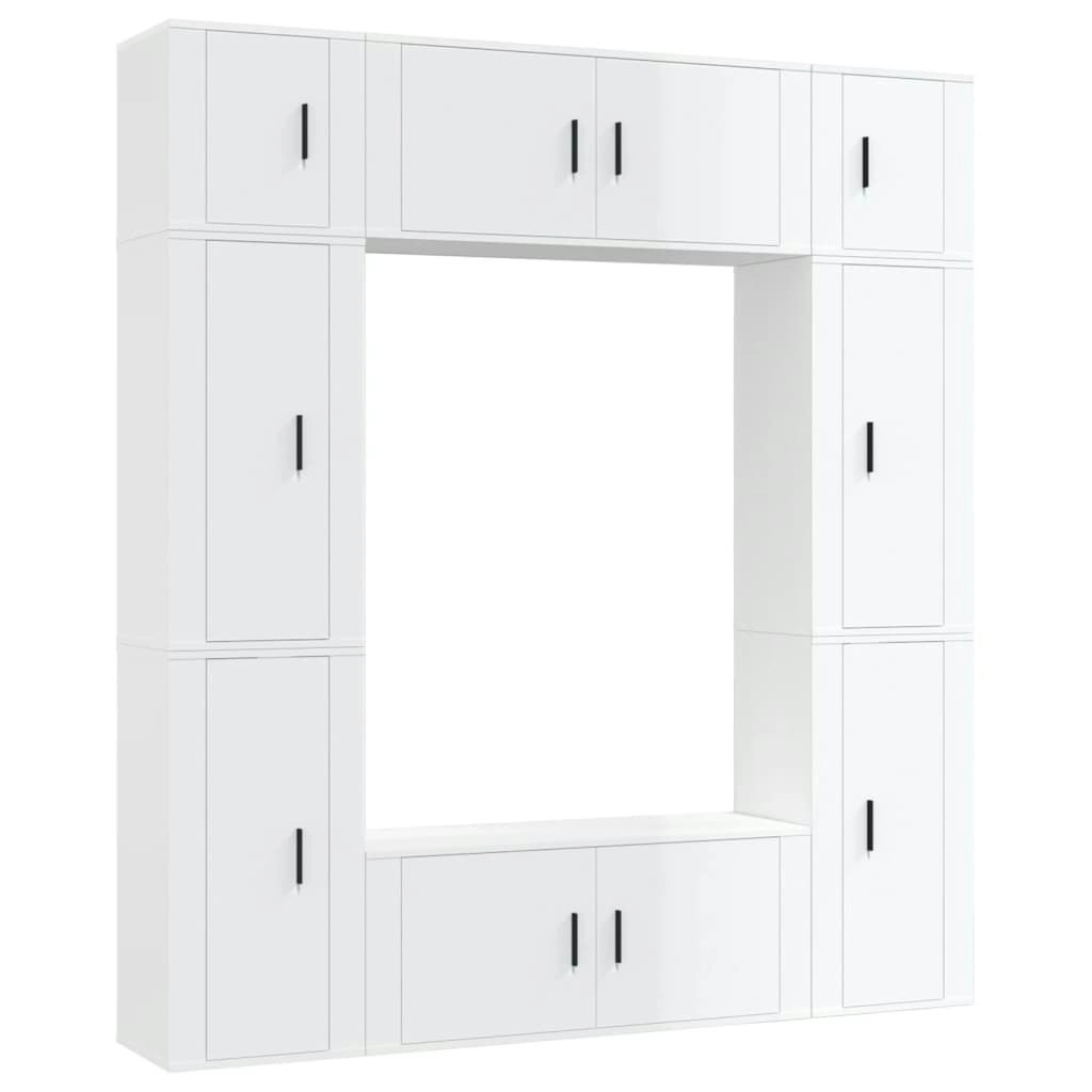 8 Piece TV Cabinet Set High Gloss White Engineered Wood 3188640