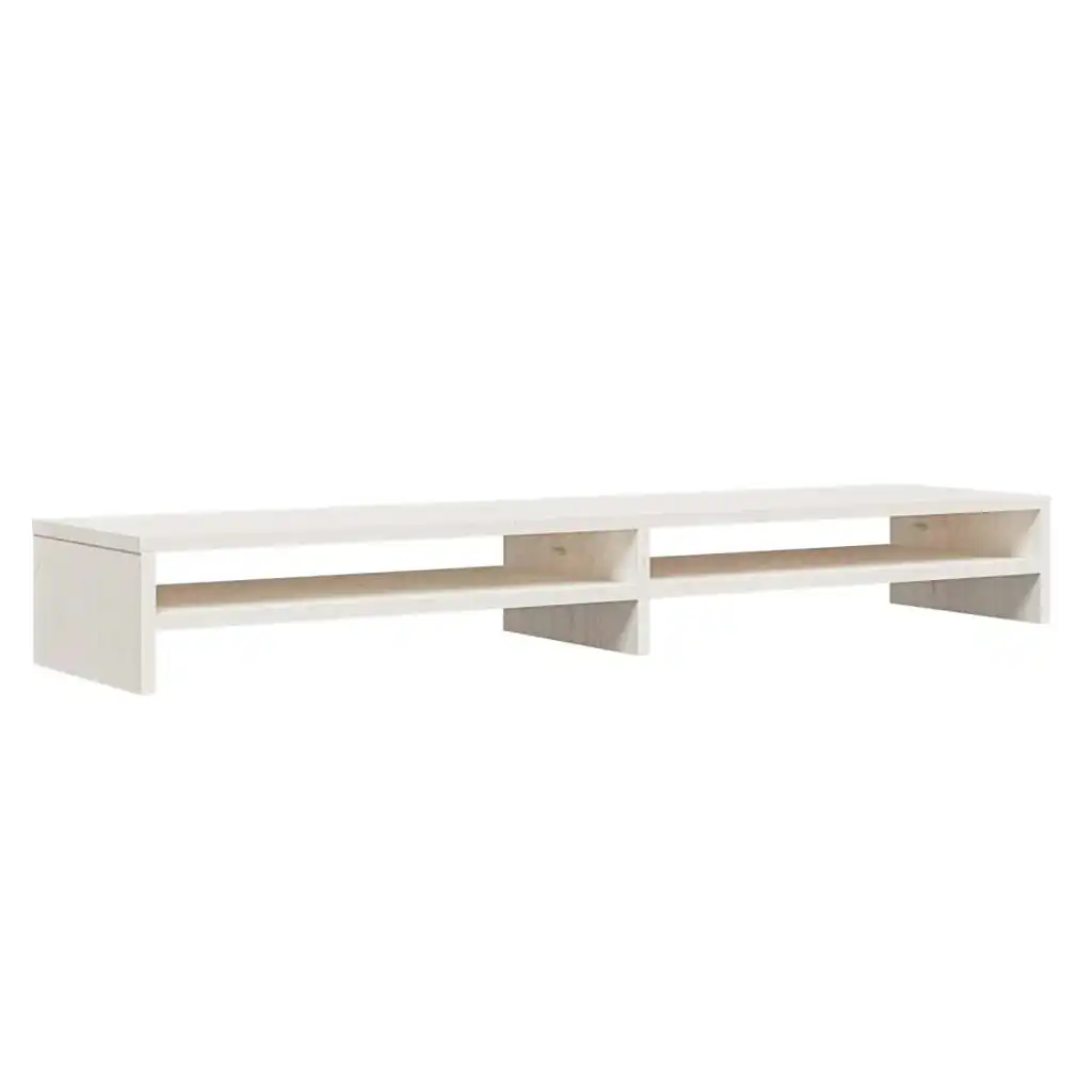 Monitor Stand White 100x24x13 cm Solid Wood Pine 813920