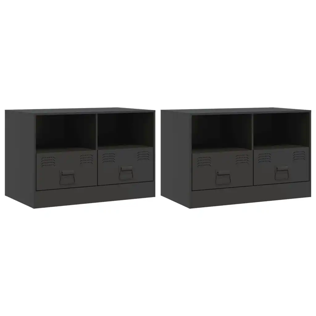 TV Cabinets 2 pcs Black 67x39x44 cm Steel 841740